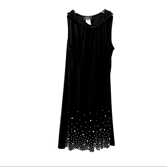MSK Dresses & Skirts - MSK Black Sleeveless Dress with Pearl Beads Size Petite Small